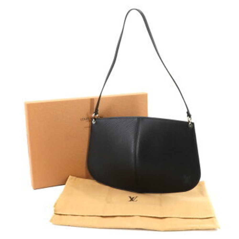 LOUIS VUITTON Epi Pochette Demi Lune Handbag Noir Black